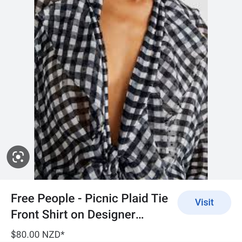 EUC Free People picnic plaid tie front blouse